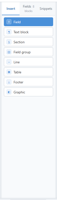 Insert Form Field Panel